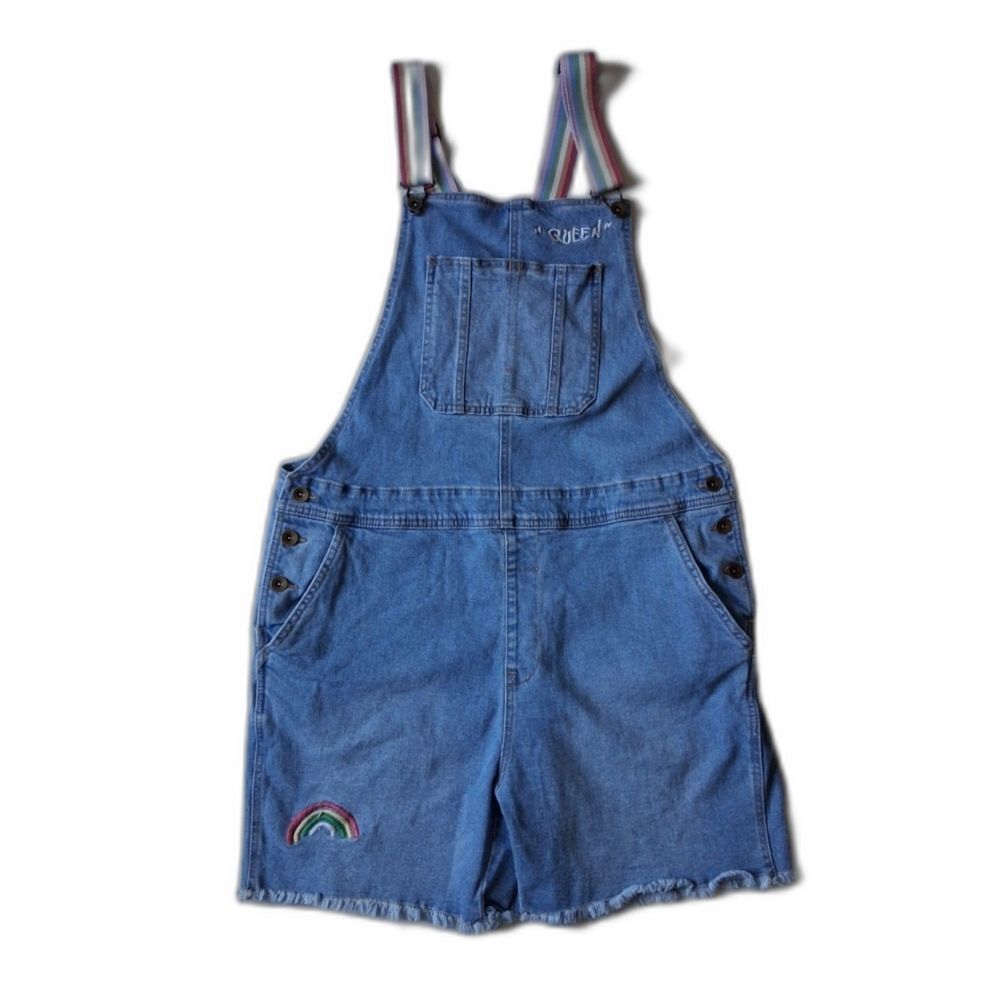 Target Blu Blackboybe Denim Take Pride Rainbow Straps Shortalls Overalls Large